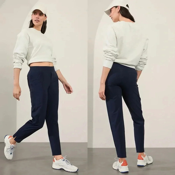 Athleta Pants Navy Blue Brooklyn Ankle Casual Activewear Pull On 14 Tall 198671 - Picture 1 of 16